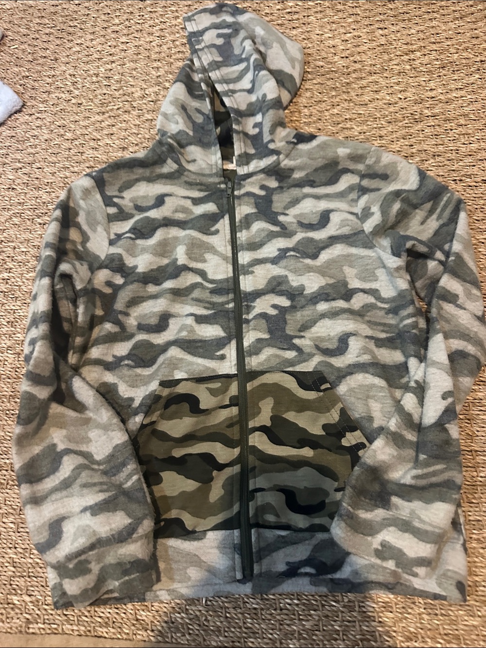 Hayden Girls Green and Gray Camo Zip Hoodie